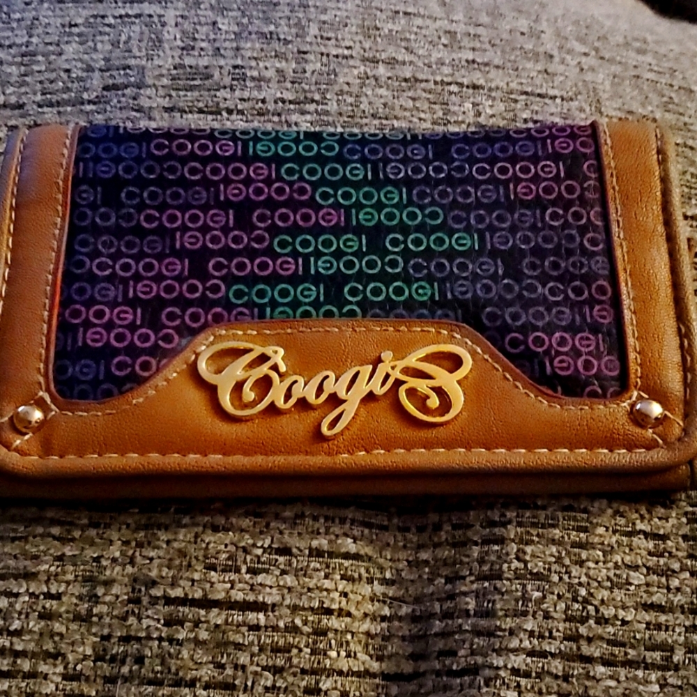 Coogi leather multicolored lettering wallet